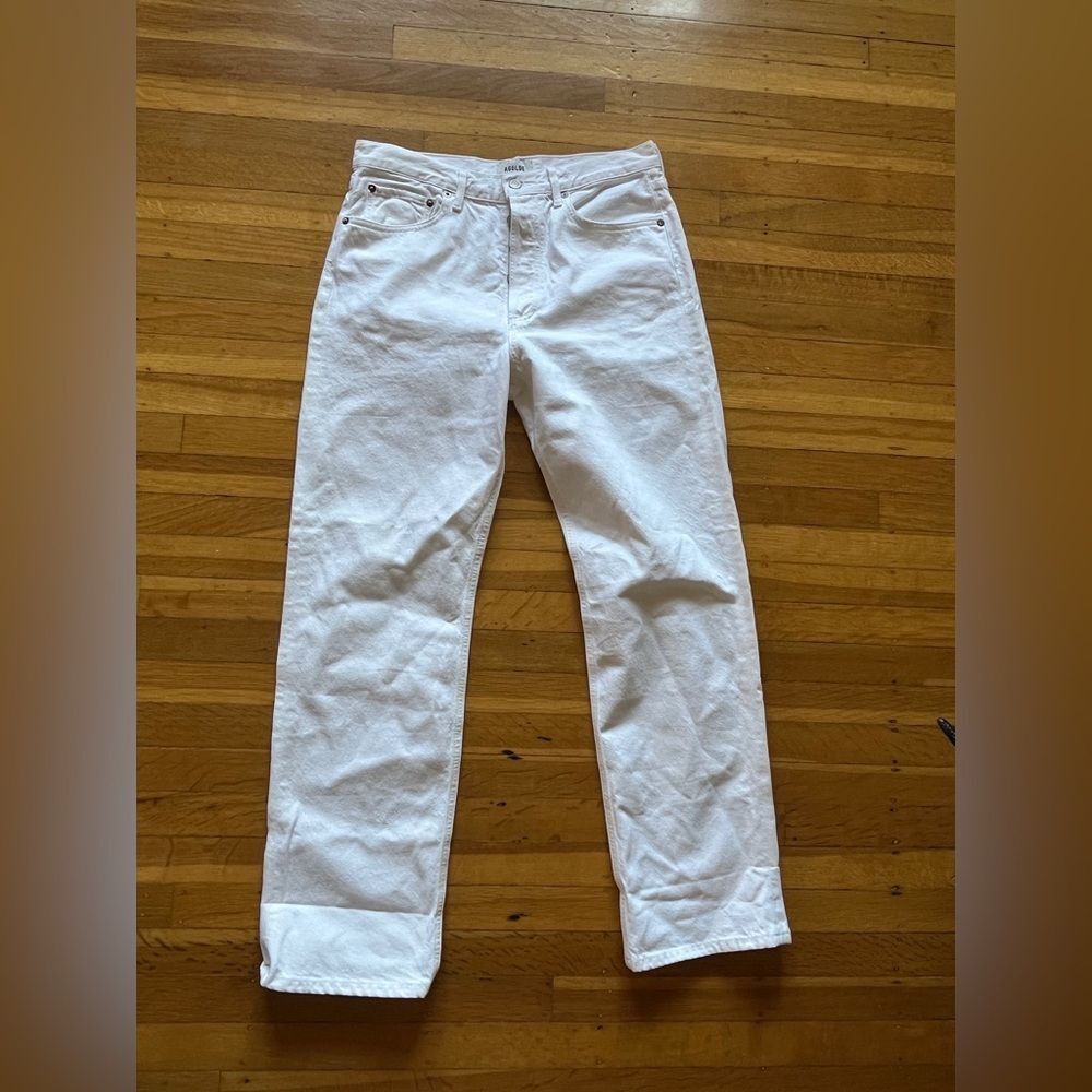AGOLDE regenerative cotton white jeans button fly straight wide barrel 28